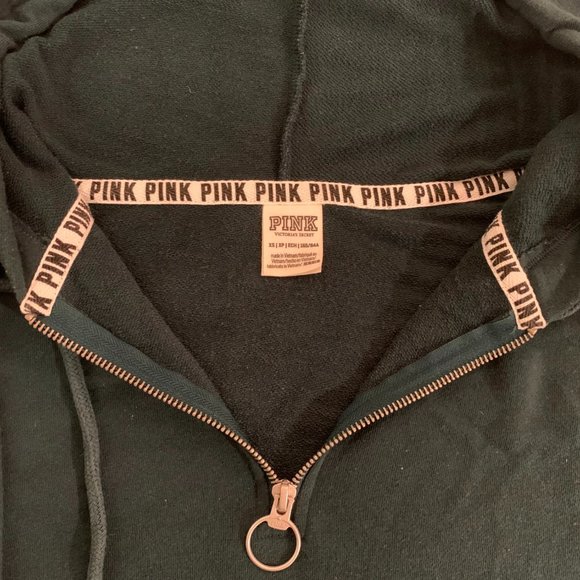 PINK Quarter Zip Green Hoodie - Picture 3 of 5